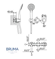 MEDIDAS MONOMANDO DUCHA EMPOTRADO LUSITANO BRUMA